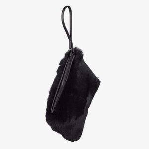 Ethical Black Rabbit Fur Clutch NWT